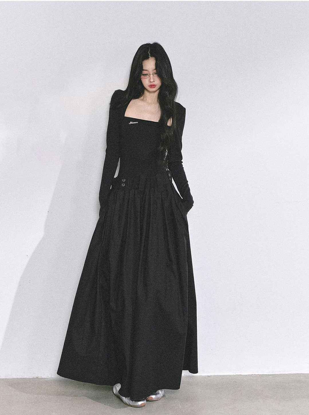Slim Pleated Long Dress DIA0558