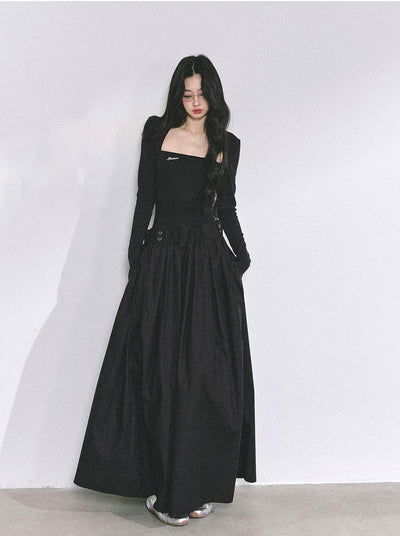 Slim Pleated Long Dress DIA0558