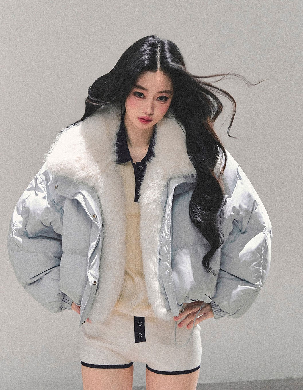 Thickened Warm Fur Short Down Jacket DIA0706