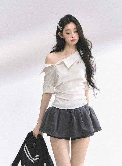 High-end French off-shoulder Shirt DIA0505