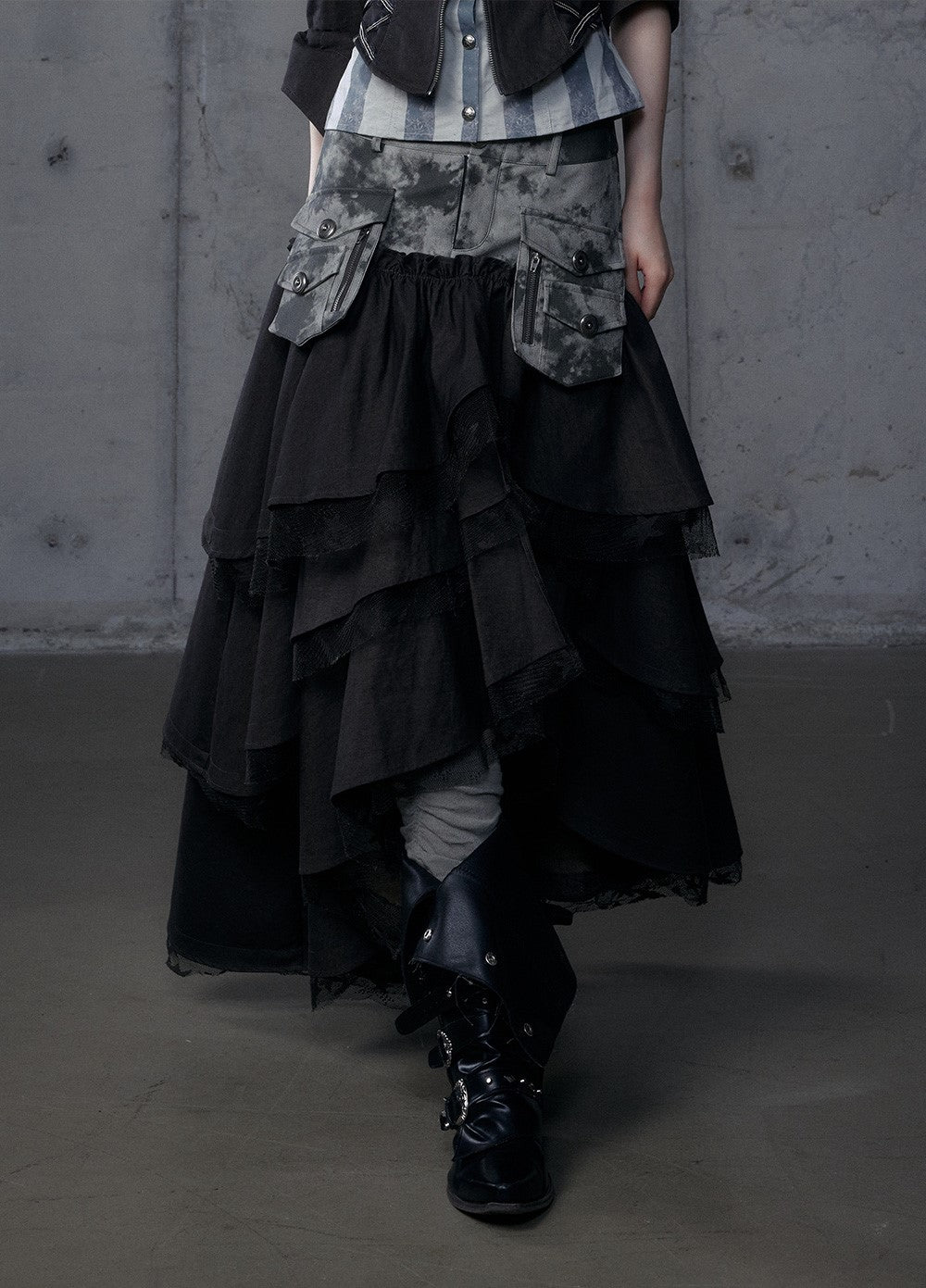 Punk Irregular Cake Long Skirt NOR0186