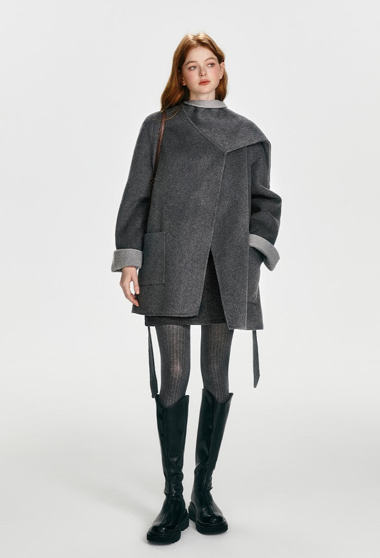 Loose Cape Style Reversible Wool Double-sided Coat BOH0093