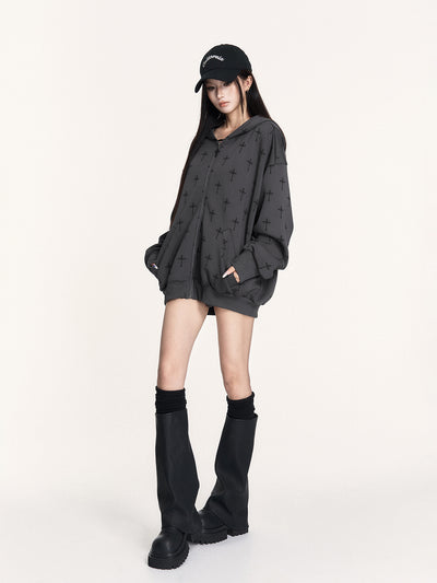 Casual Cross Design Hooded Jacket/Shorts VOC0459