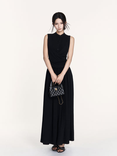 Stand Collar Stretch Long Dress VOC0442