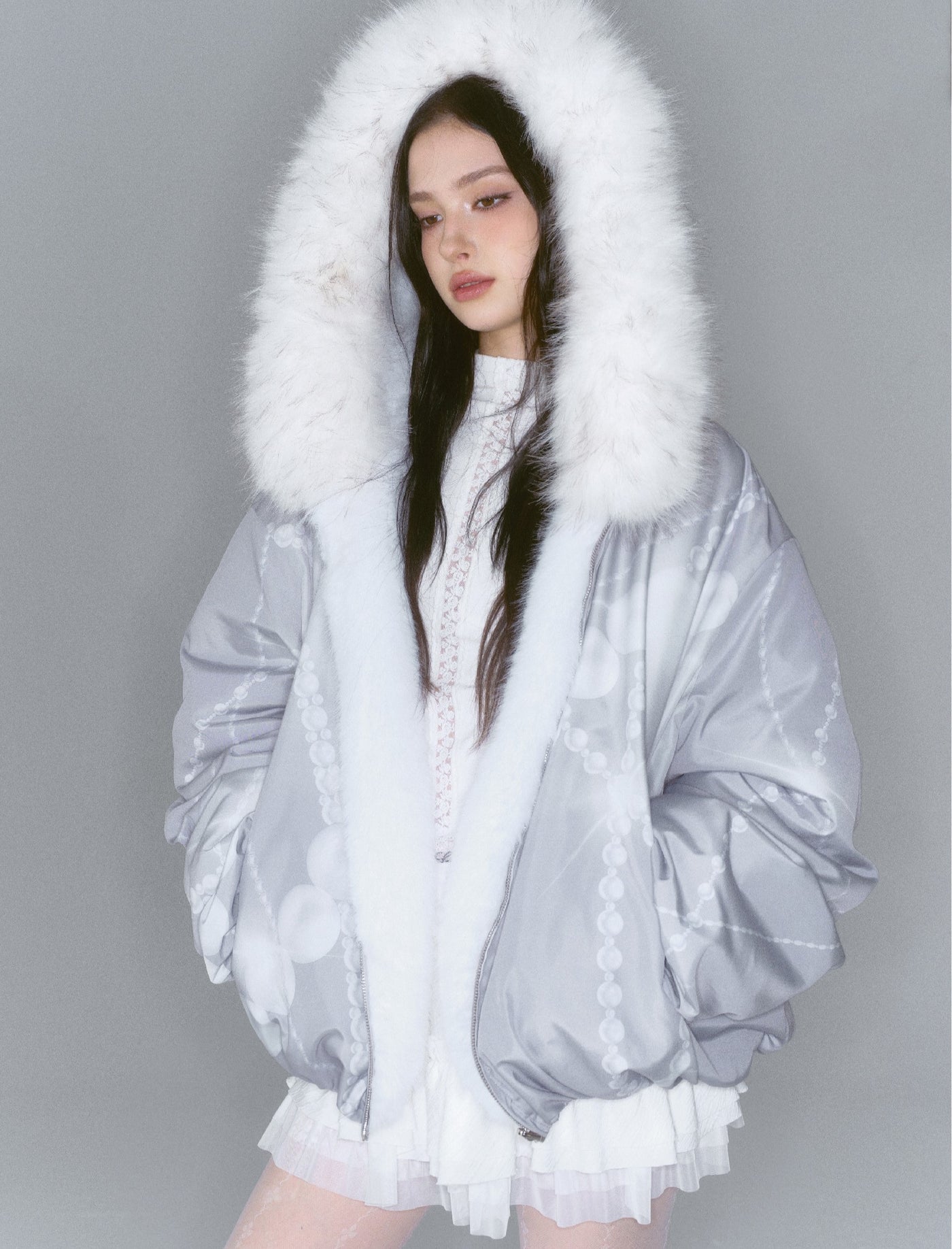 Patchwork Fur Print Reversible Short Coat SAL0193