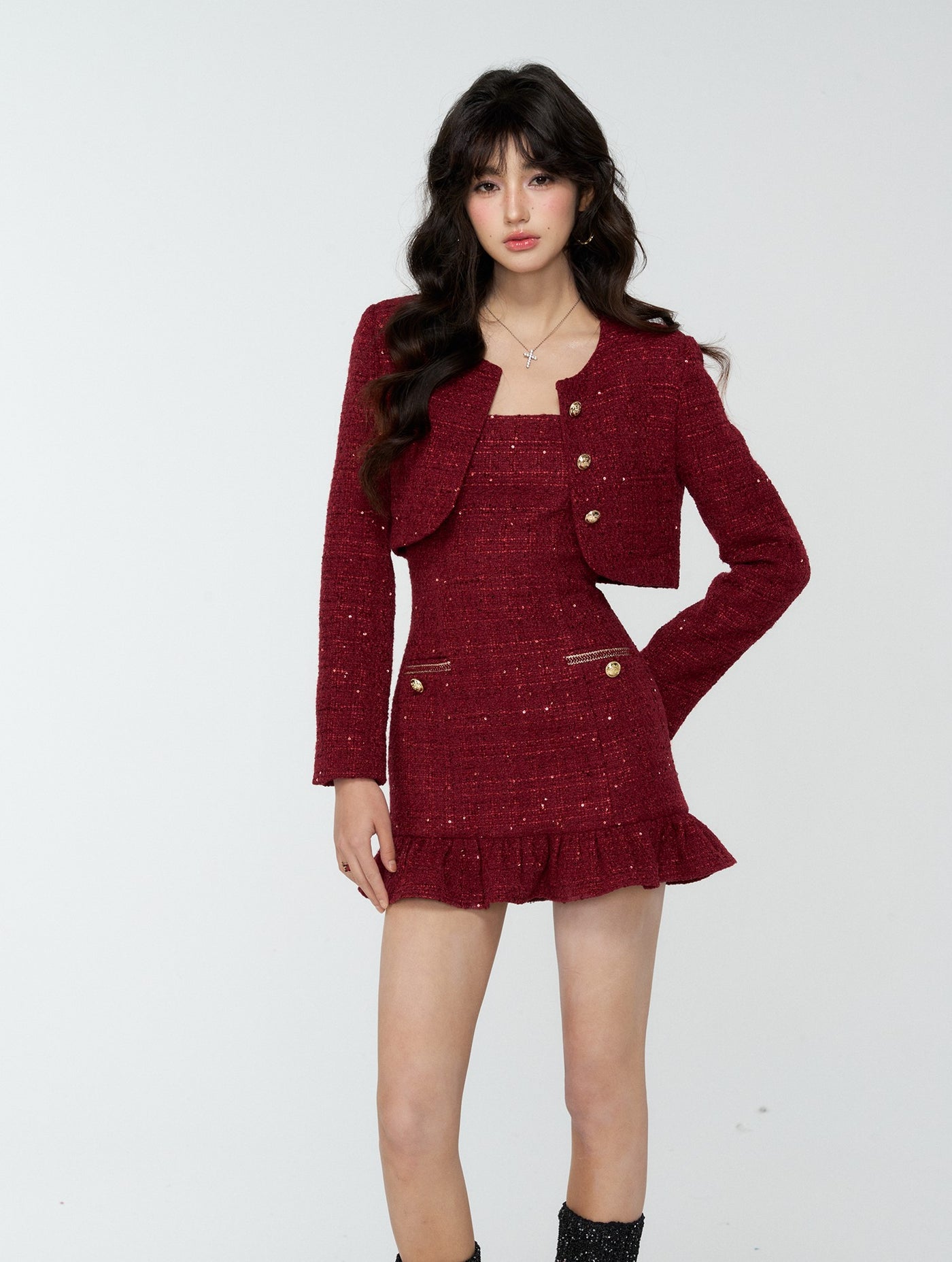 Red Luxurious-Style Suit Jacket/Dress 4MU0180