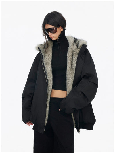 American Retro Plush Collar Coat SAL0205