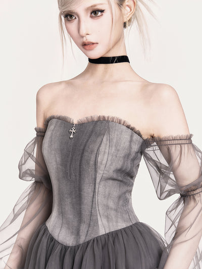 Romantic Design Tie-dye Puffy Dress VOC0471