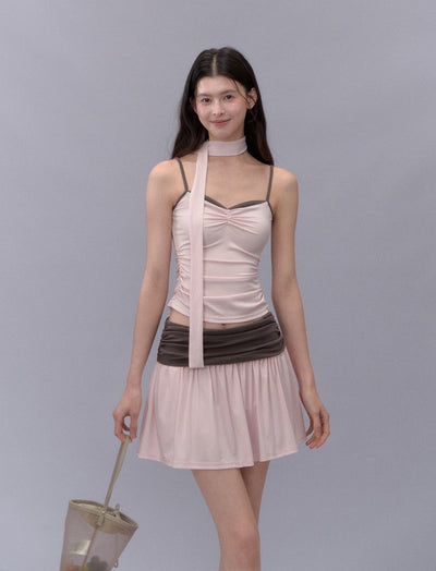 Contrast Color Camisole/Skirt LAL0200