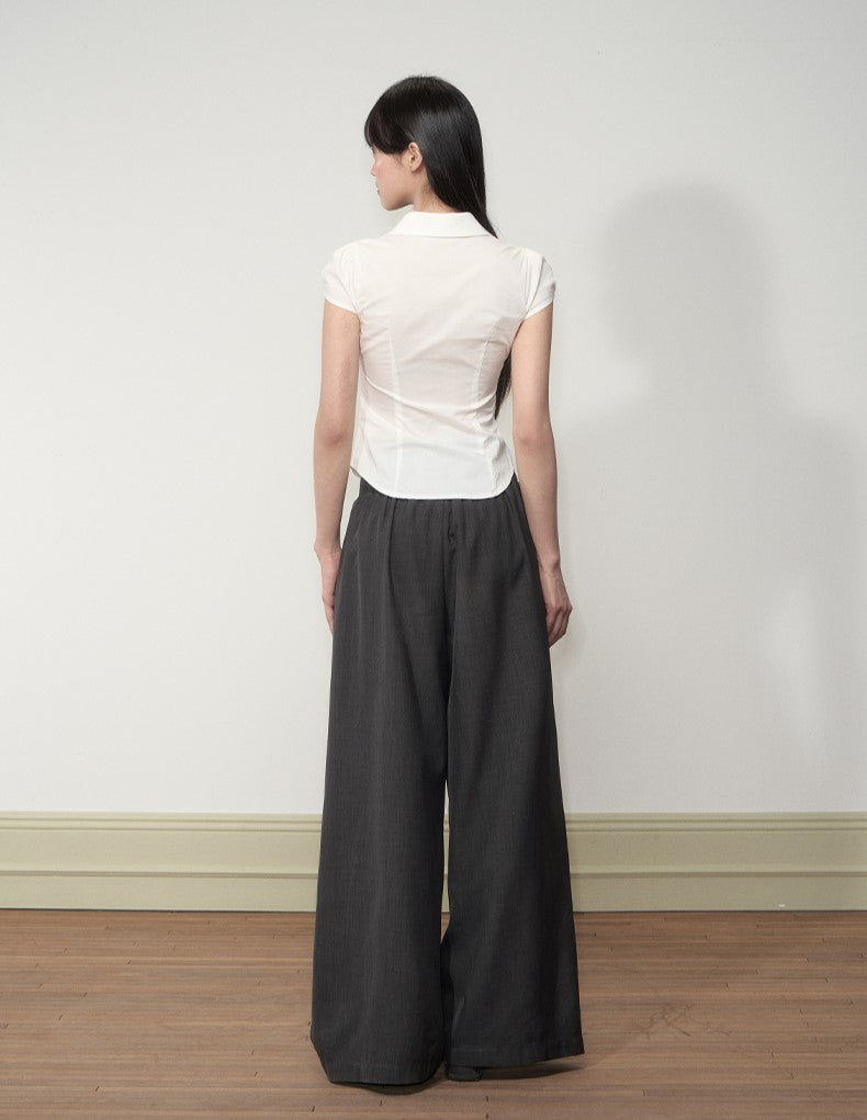 Lace Waistband High-end V-neck Shirt SOO0010