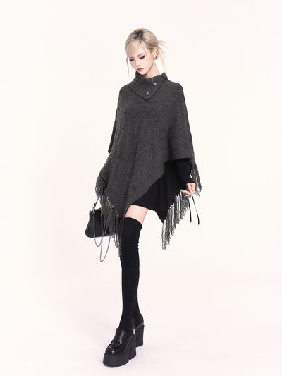 High-neck Asymmetrical Shawl Sweater VOC0483