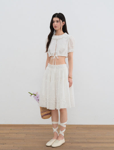Doll Collar Puff Sleeve Shirt/Skirt LAL0197