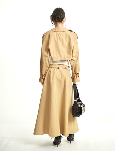 Retro Short Trench Coat+Skirt UNC0278
