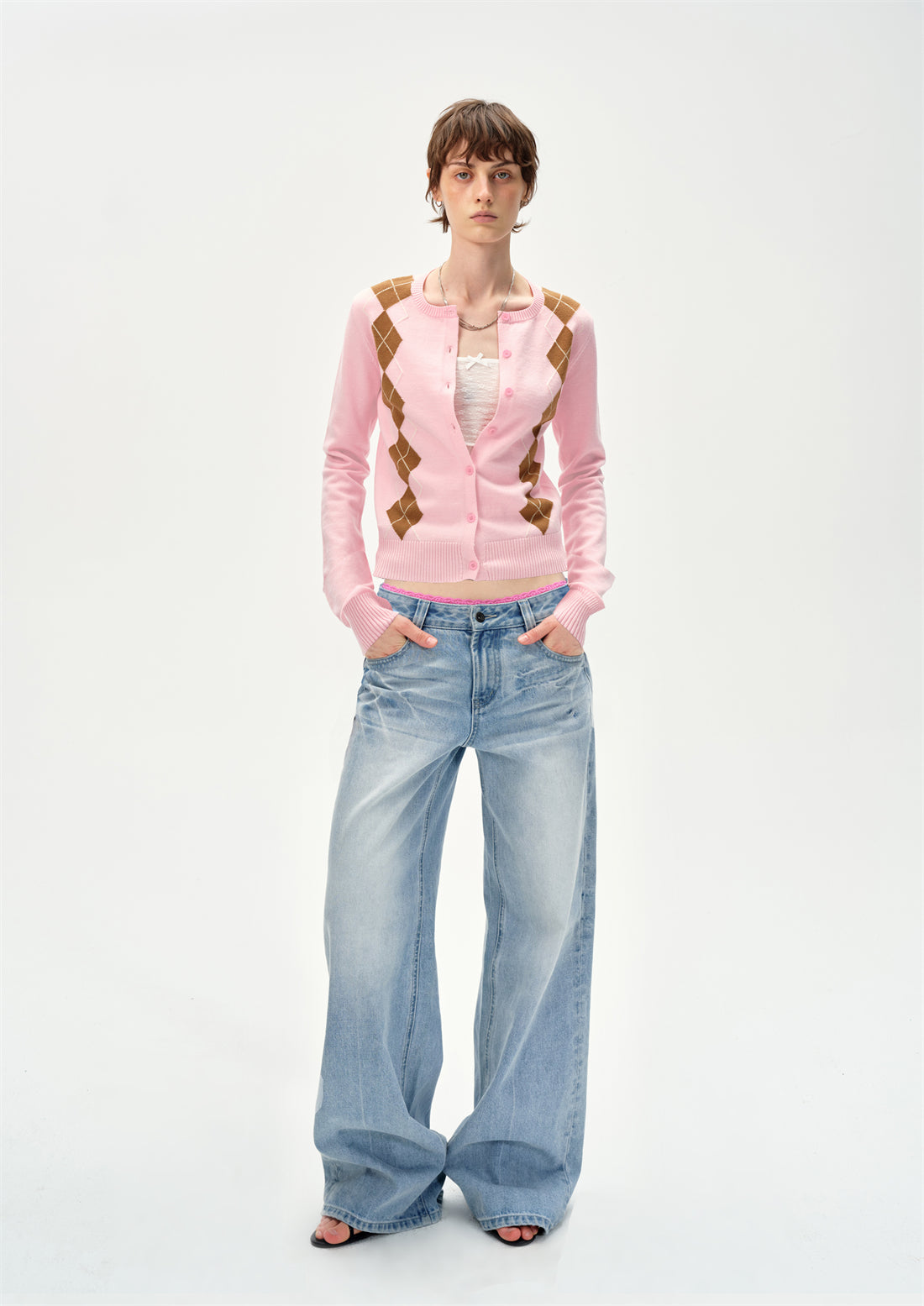 Diamond-shaped Knitted Cardigan CUR0256
