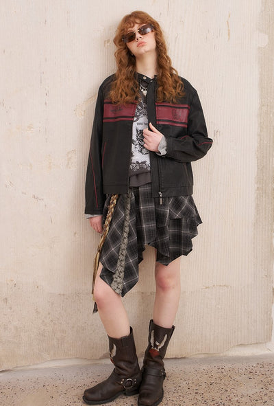 Rose Embroidered Leather Jacket DID0214