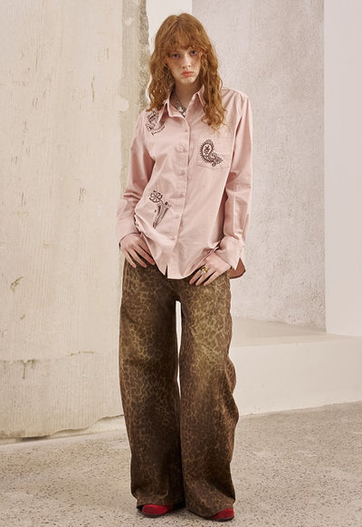 Leopard Loose Wide-leg Jeans DID0223