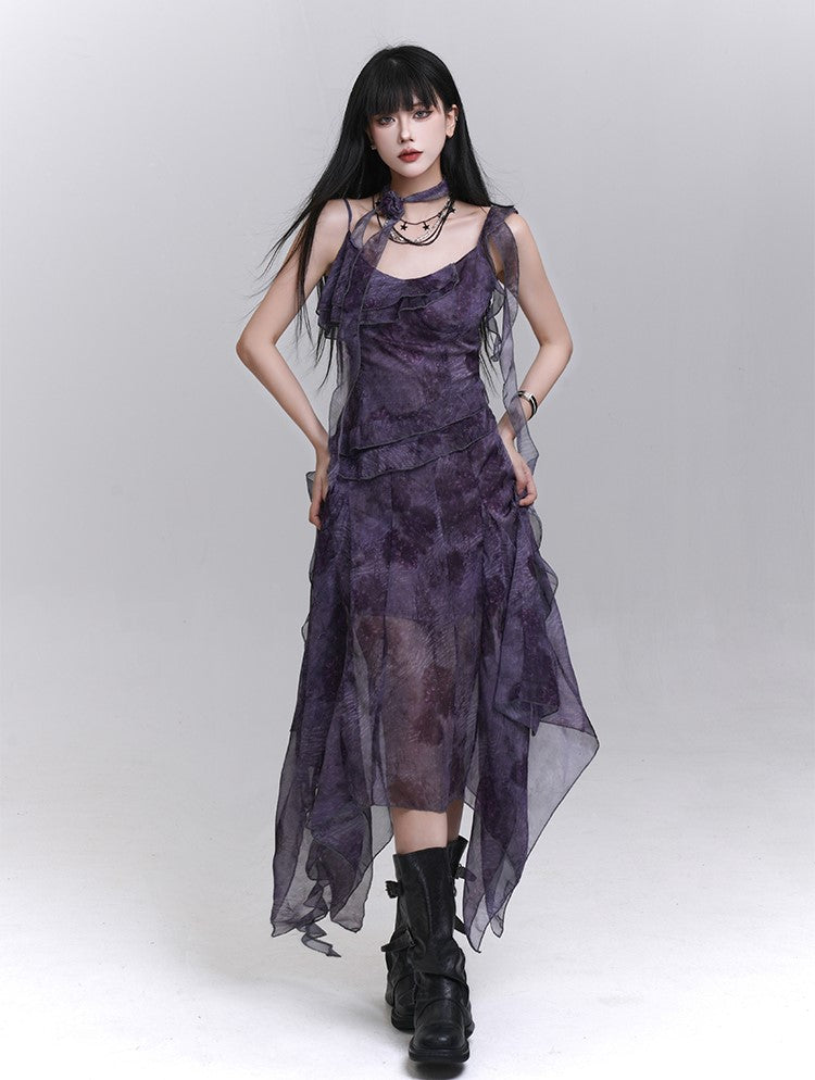 Purple Strap Suspender Dress LAD0220