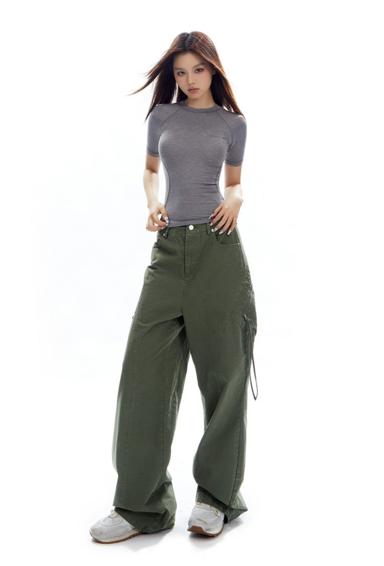 Street Straight Zipper Plaid Loose Casual Wide-leg Pants APE0323