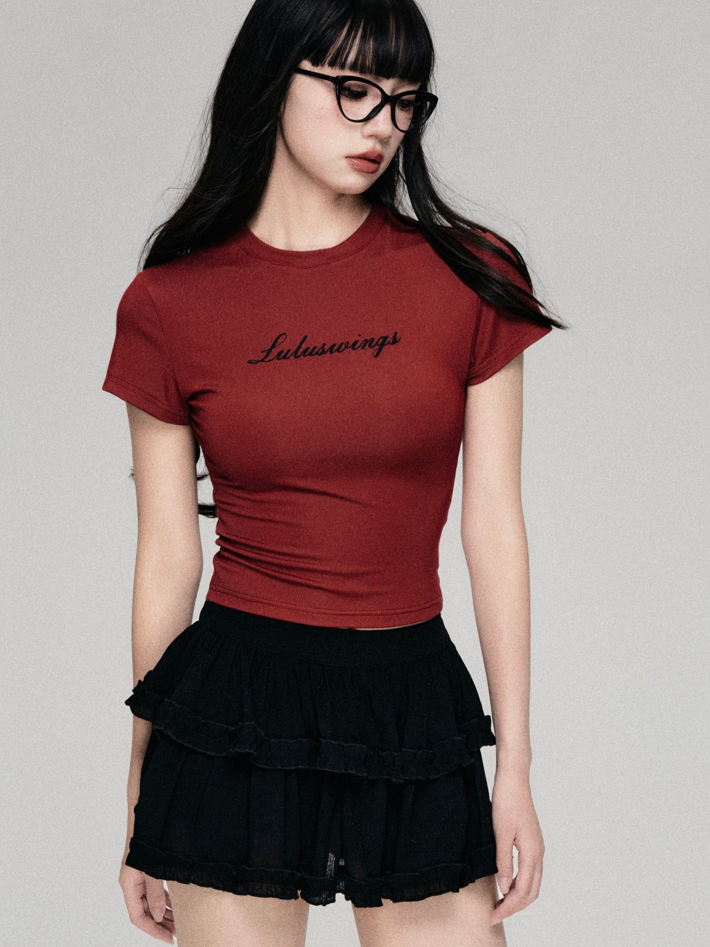 Logo Letter Print Round Neck Short-sleeved T-shirt LUL0066