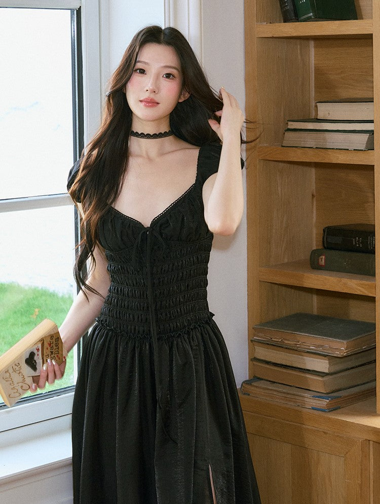 Elegant V-neck Slit Long Dress LAL0218