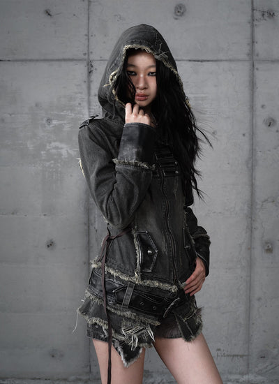 Denim Detachable Hooded Jacket NOR0202