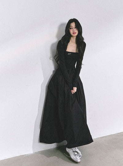 Slim Pleated Long Dress DIA0558