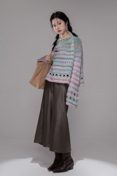 Dark Brown Split Leather Skirt COT0356