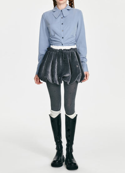 College Style Blue Shirt/Cloud Skirt BOH0085