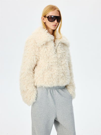 Large Lapel Eco-friendly Fur Short Coat CUR0266