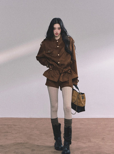 Gold Suede Suit Jacket/Shorts DIA0610