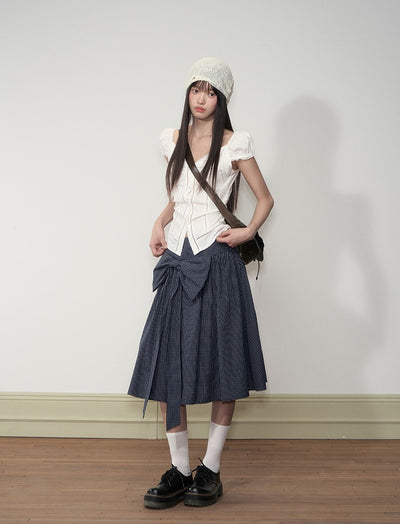 Lapel Lace Puff Sleeve Shirt SOO0001