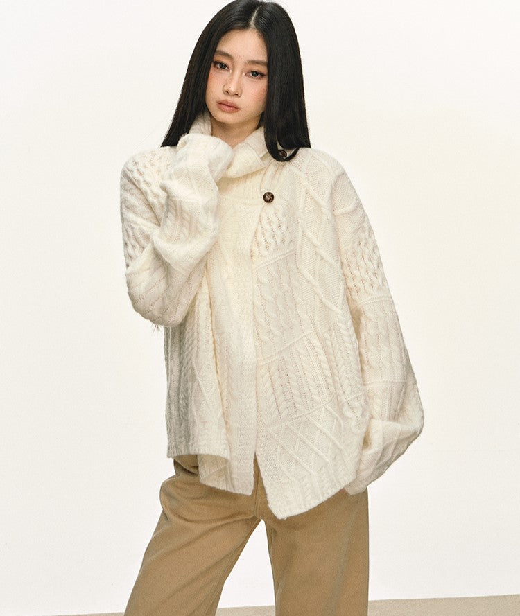 High-Neck Relaxed Design Unique Sweater ANA0083