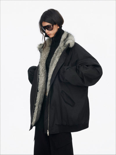 American Retro Plush Collar Coat SAL0205