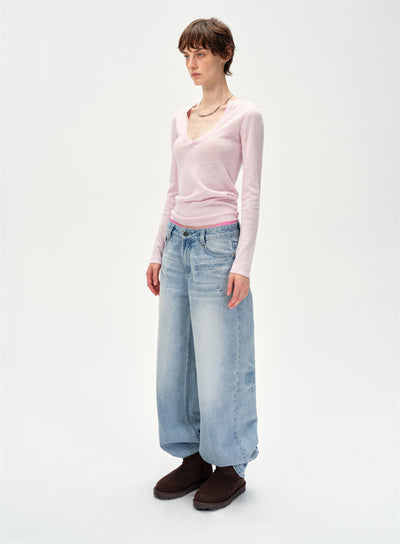 V-neck Long Sleeved Sweater CUR0253