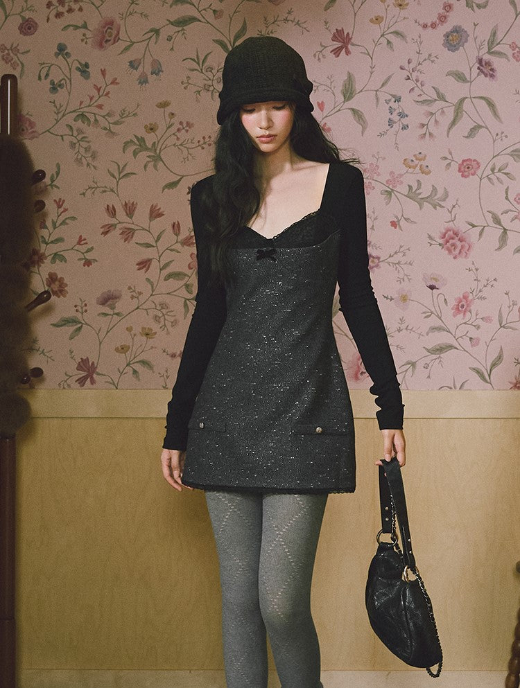 Square Neck Thick Sophisticated Dress LAL0233