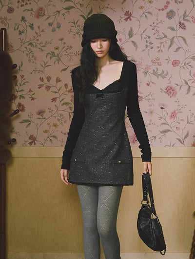 Square Neck Thick Sophisticated Dress LAL0233