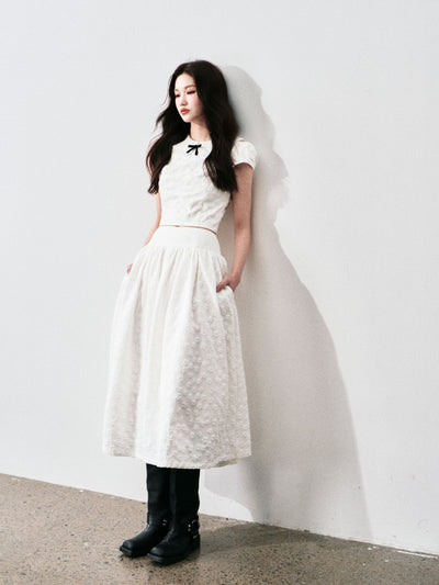 Jacquard Doll Collar Top/A-line Skirt LUL0137