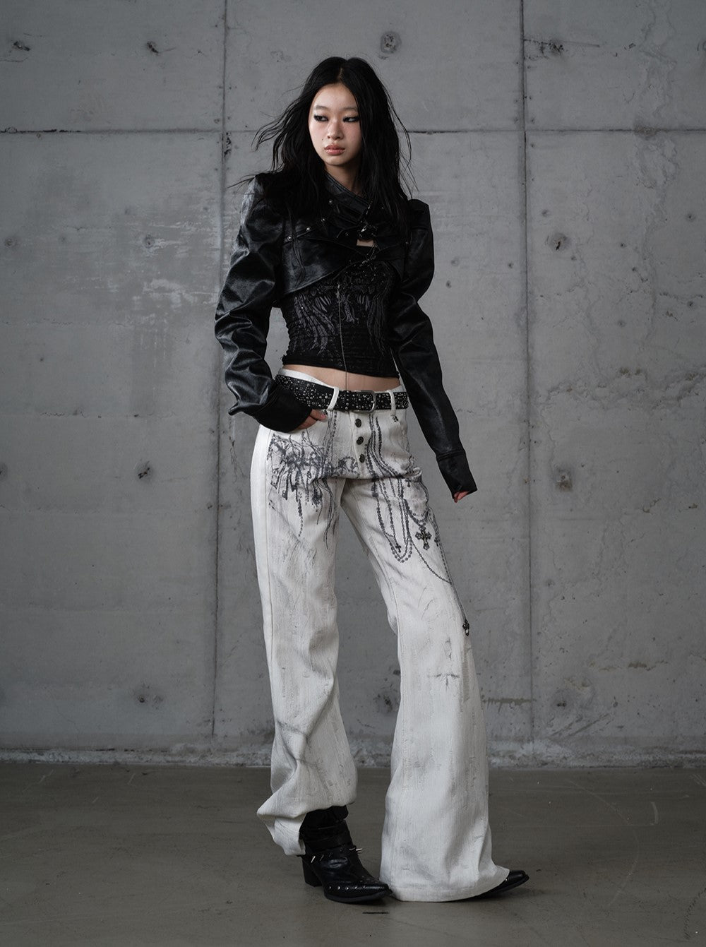 Chain Print Wide-leg  Jeans NOR0195