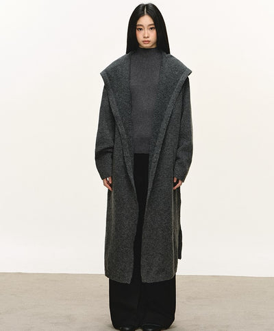 Relaxed Wool Hooded Long Cardigan ANA0093