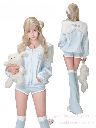 Skyblue Preppy Sweatshirt/Halter Top SER0191