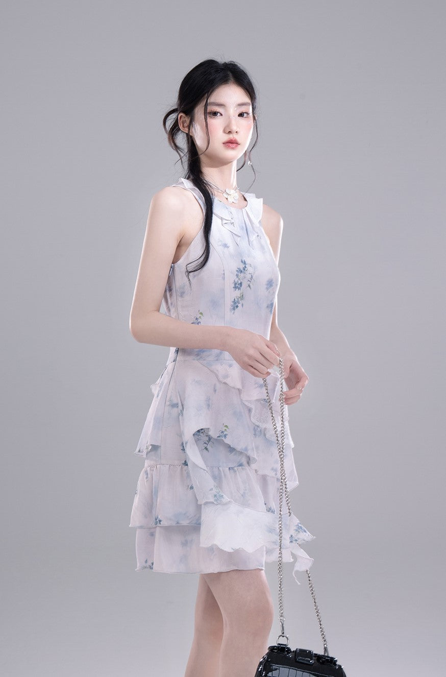 Layered Floral Irregular Dress COT0279