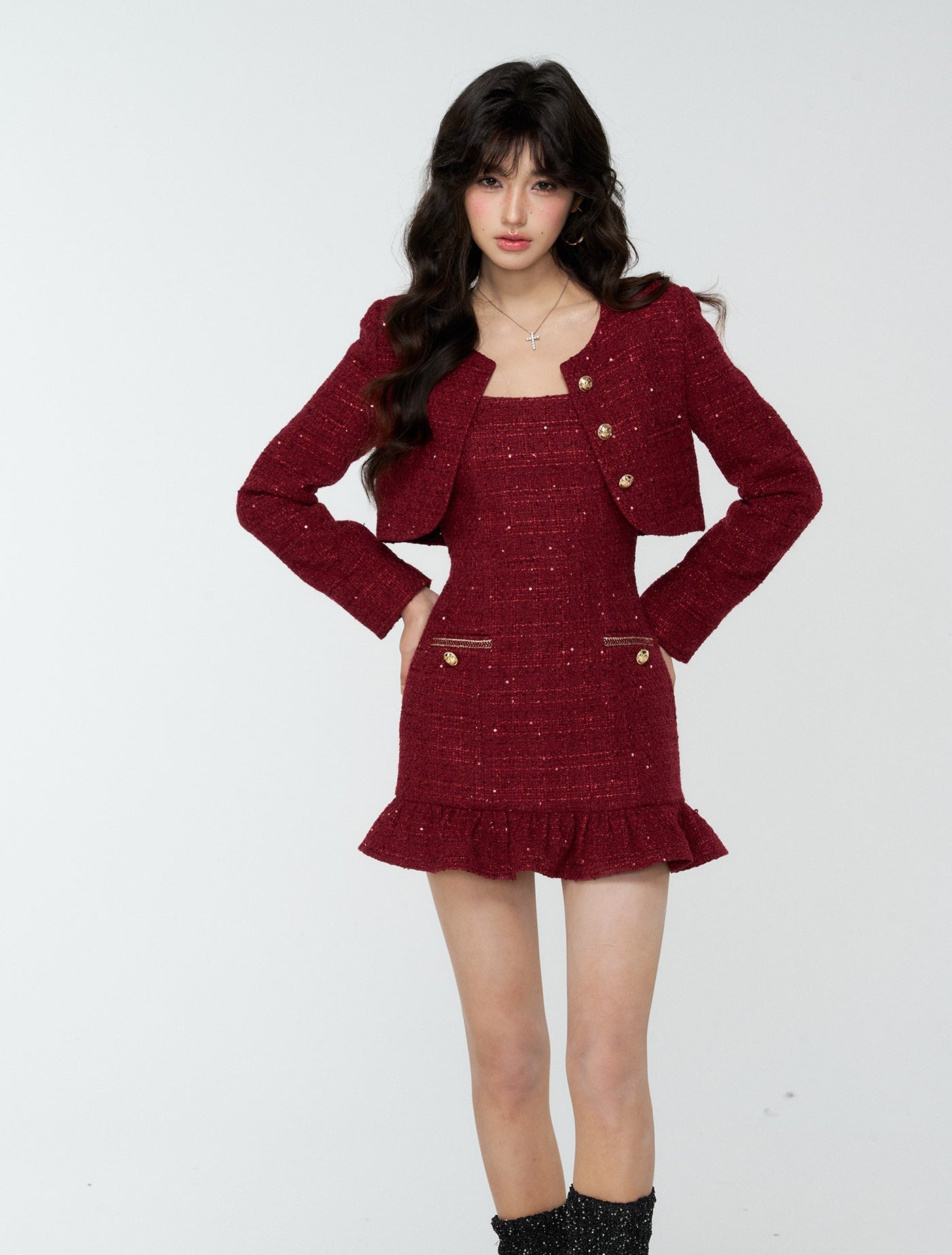 Red Luxurious-Style Suit Jacket/Dress 4MU0180