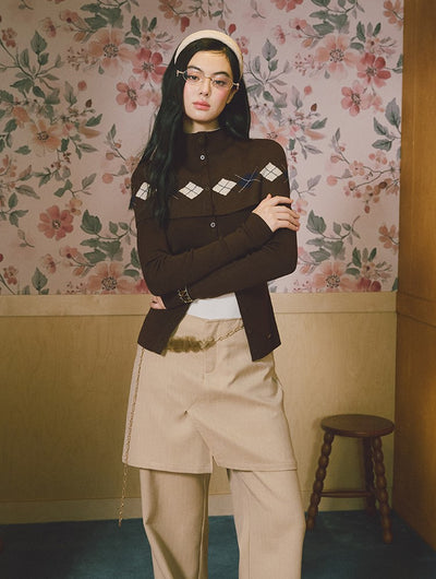 Faux Two-Piece Layered Wide-Leg Pants LAL0231