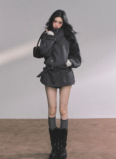 British Style Stand Plaid Collar Jacket DIA0608