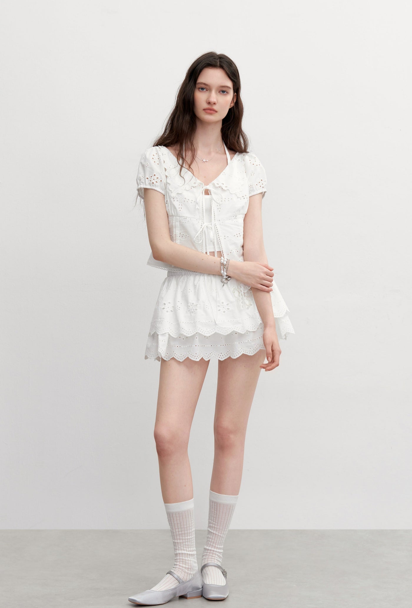Flower Embroidered Lace Skirt/Shirt AYF0101