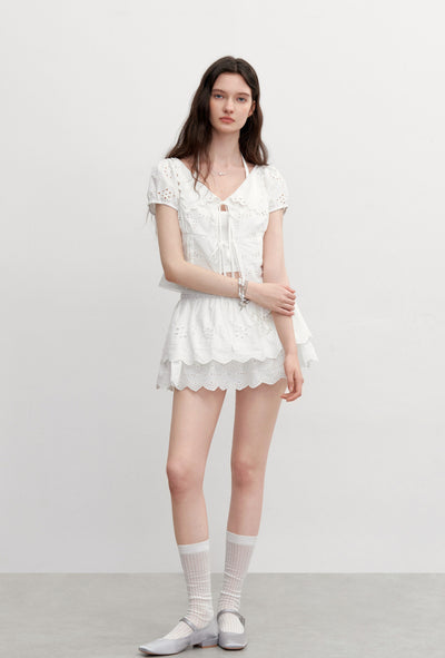 Flower Embroidered Lace Skirt/Shirt AYF0101