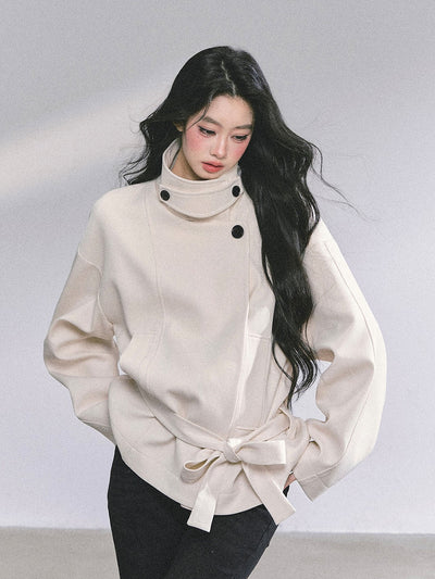 Hepburn Style High Neck Trench Coat DIA0730