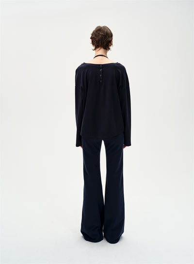 Lazy Off-shoulder Long-sleeved T-shirt CUR0250