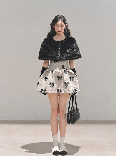 Two-Piece Flower Dress+Rich Cape DIA0728