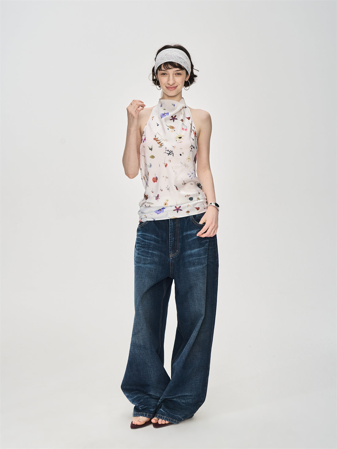 Full Print Halter Neck Top CUR0233